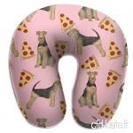Travel Pillow Airedale Terrier Dog Cute Dogs Food Funny Pizza Pink Memory Foam U Neck Pillow for Lightweight Support in Airplane Car Train Bus - B07VD44197